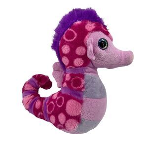 Wild Republic Pink Sea Horse Plush 12" Stuffed Animal Toy Doll Glitter Heart Eye